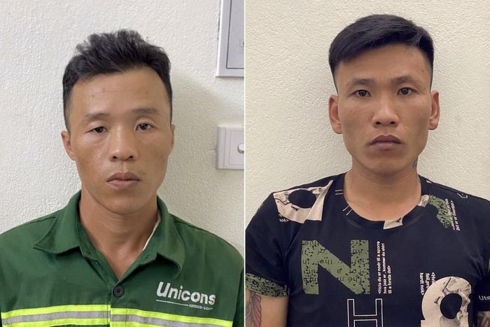 Nguyễn Văn Kiên (phải) và Lê Phú Giáp. Ảnh: CA Thanh Hóa.